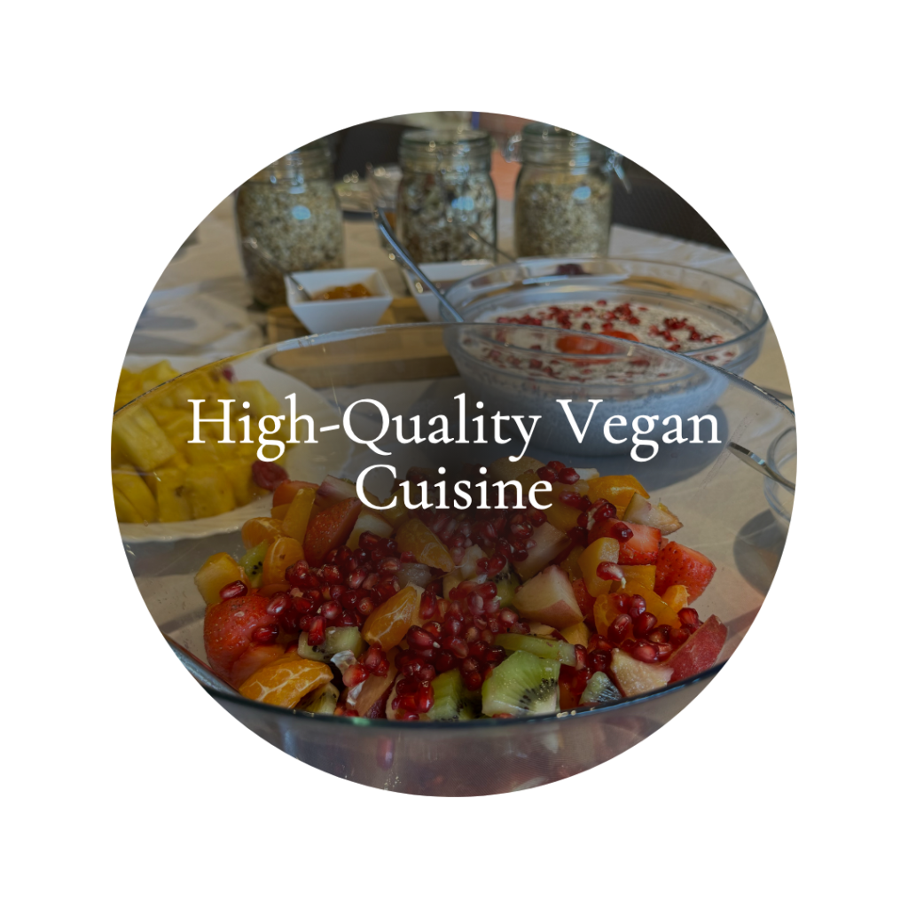 Enjoy thoughtfully crafted plant-based meals made with fresh, high-quality ingredients. Each dish is designed to nourish your body, complement your holistic experience, and support your healing journey.